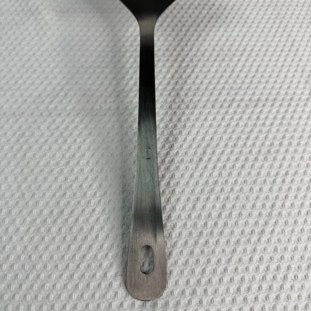 Stainless Steel Slotted Turner Spatula Silver Brushed Metal Kitchen Tool SOLID